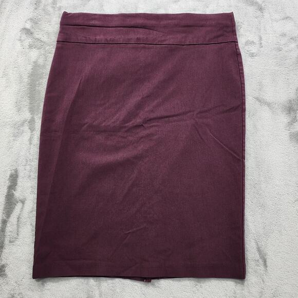 Maurices Skirt Womens L Red Burgundy Pull On Pencil Back Slit Stretch Office - Picture 1 of 8